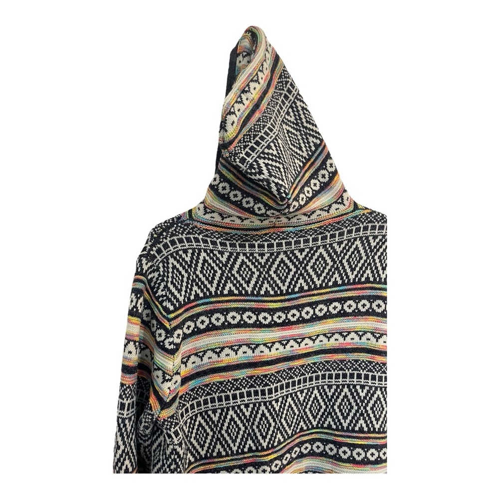 Monteau Women’s Fair Isle Cardigan Open Front Hooded Rainbow Large - Picture 7 of 12